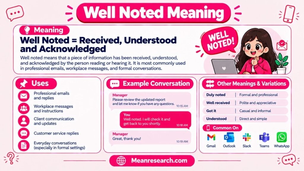 Well Noted Meaning: What It Really Means And How To Use It Correctly